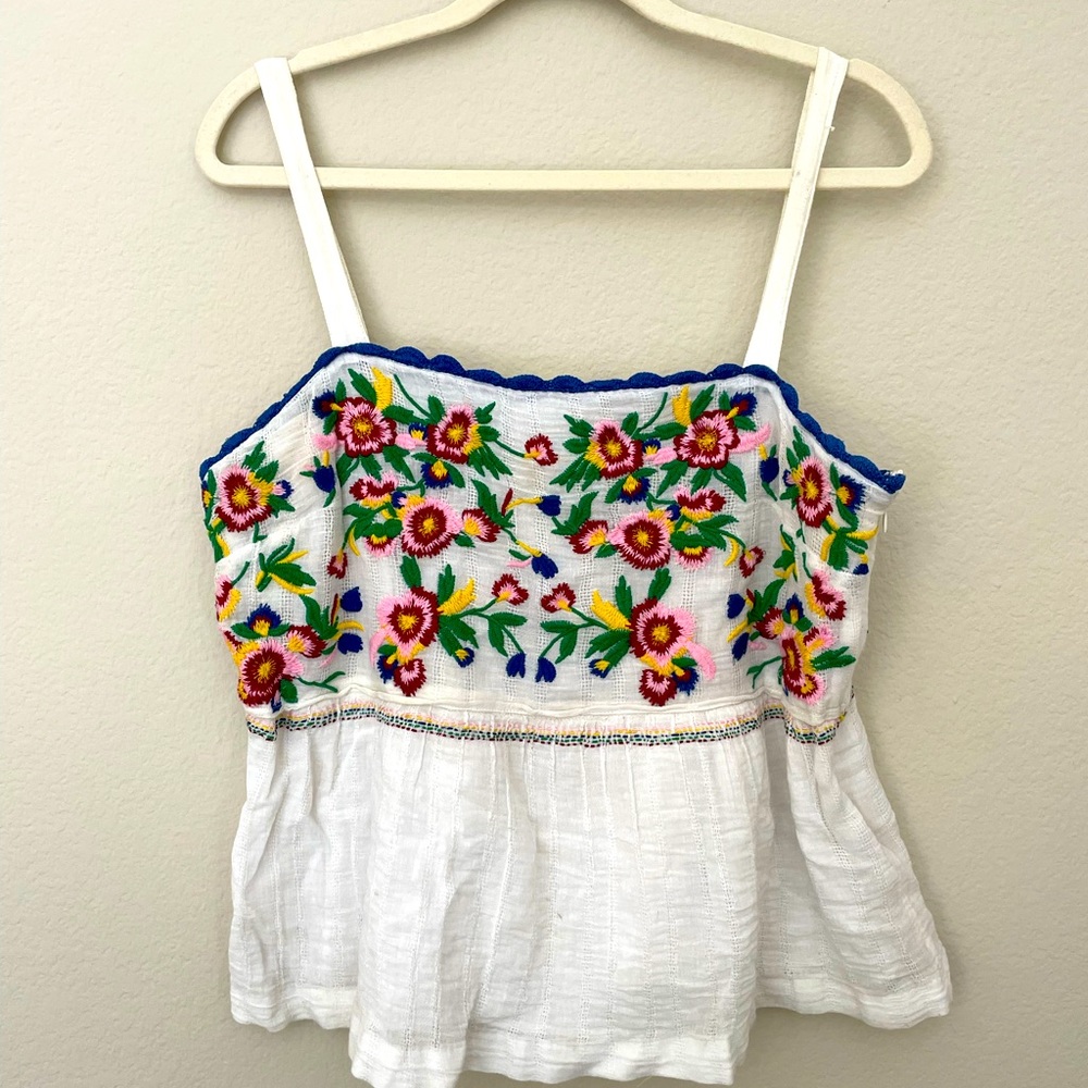 Anthropologie Embroidered Flowy Top